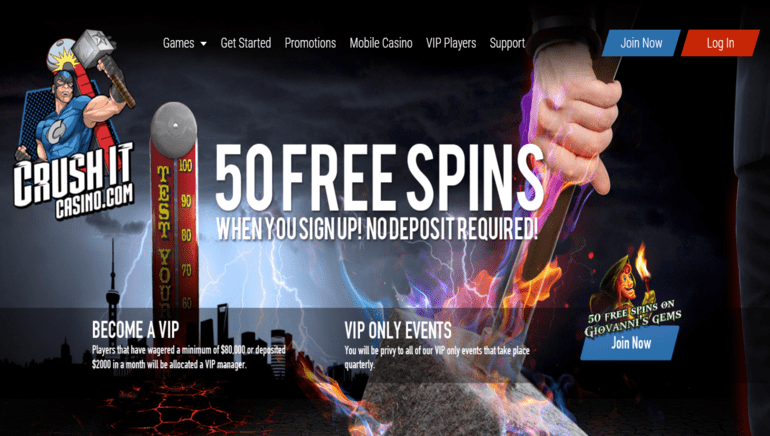 Crushit Casino No Deposit Bonus Join Now To Get 50 Free Spins